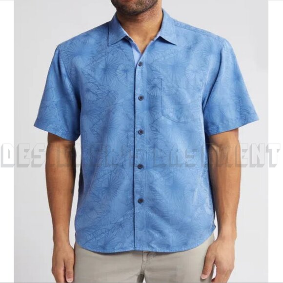 TOMMY BAHAMA Coconut Point 2XLB Keep It Frondly Camp Shirt Bright Cobalt NWT - Picture 1 of 7